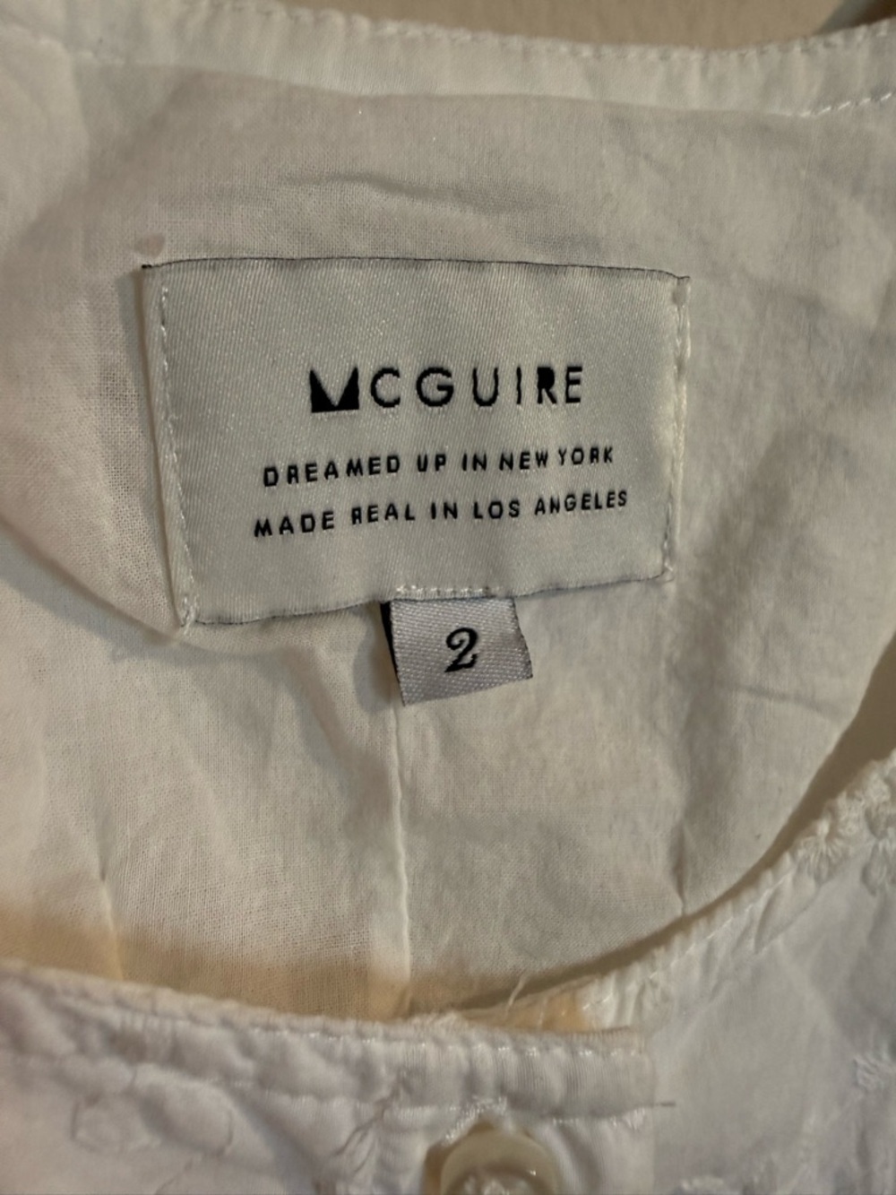 McGuire White Eyelet Embroidered Button Front Crop Tank Top Size 2 - Picture 2 of 7
